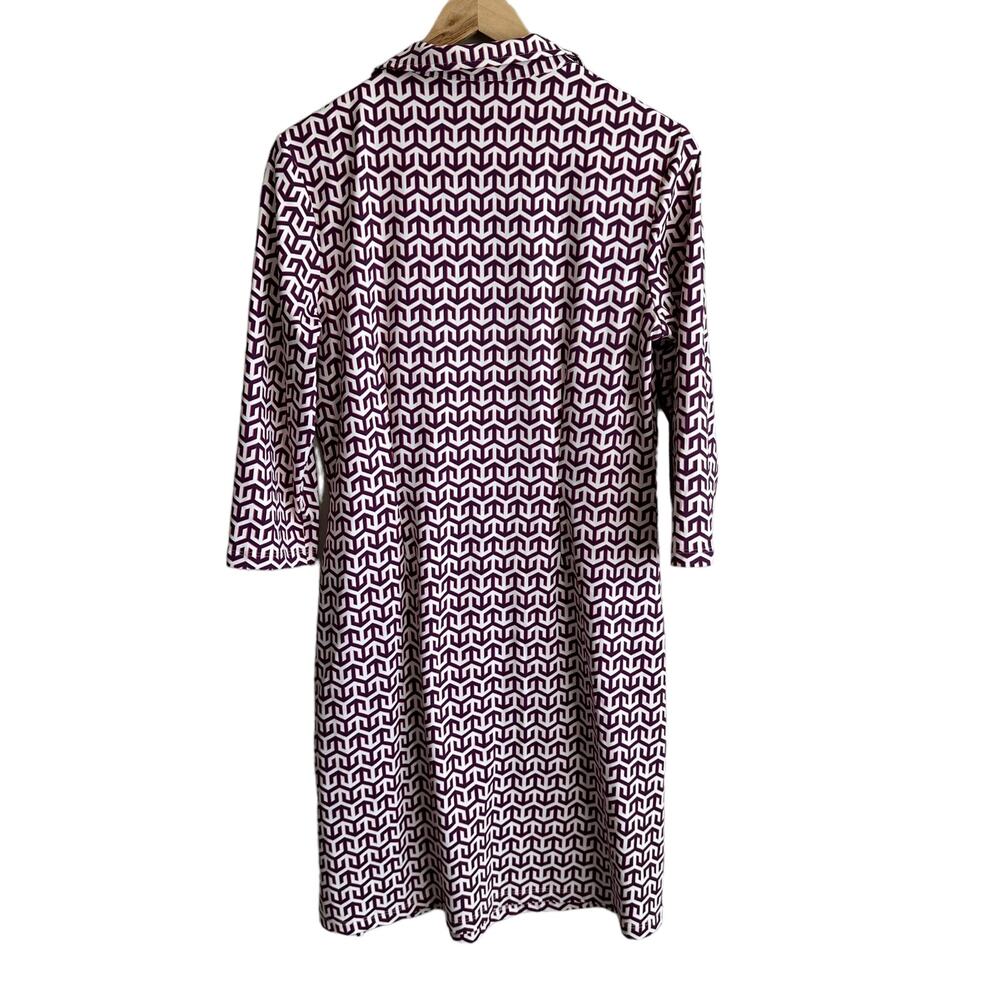 J. McLaughlin Women's Levia Catalina Cloth Sheath Dress Garnet Red Geometric M - Picture 4 of 7
